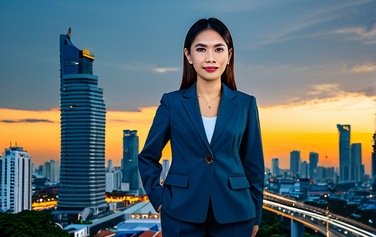 **

A Thai businesswoman in a modest, stylish business suit, standing in front of the Bangkok skyline at sunset, fully clothed, appropriate attire, safe for work, perfect anatomy, natural proportions, professional photograph, high quality, family-friendly.

**