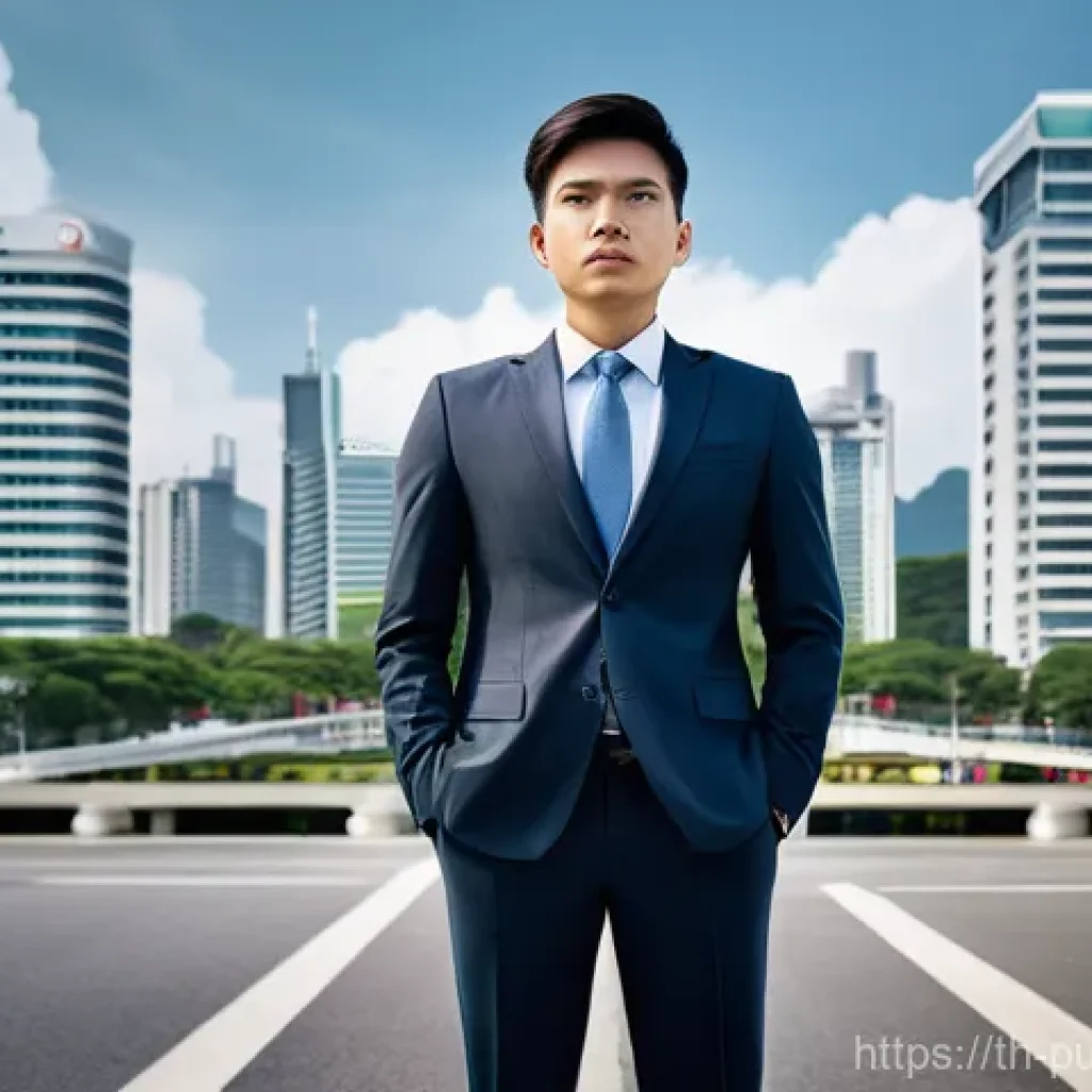 공공관리사 자격증으로 경력 전환 성공 사례 - **Prompt:** A thoughtful young Thai professional, either male or female, dressed in smart business a...
