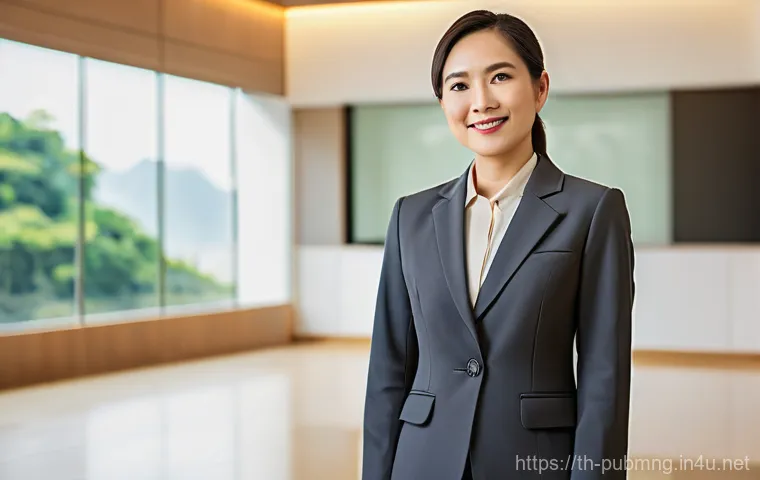 공공관리사 자격증으로 경력 전환 성공 사례 - **Prompt:** A proud Thai female government official in her late 30s, wearing a modest yet elegant pr...