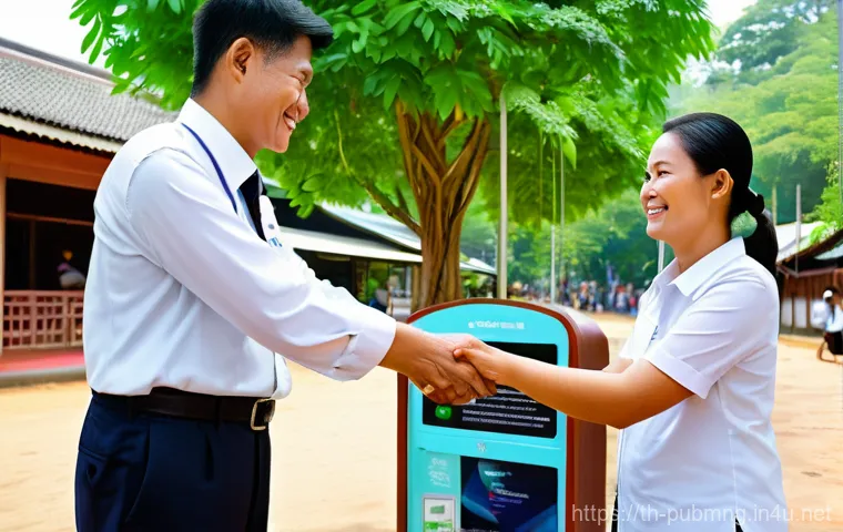 공공관리사 자격증 취득 후의 장기적 성장 가능성 - **Prompt:** A vibrant and inspiring image showcasing Thai civil servants making a tangible differenc...