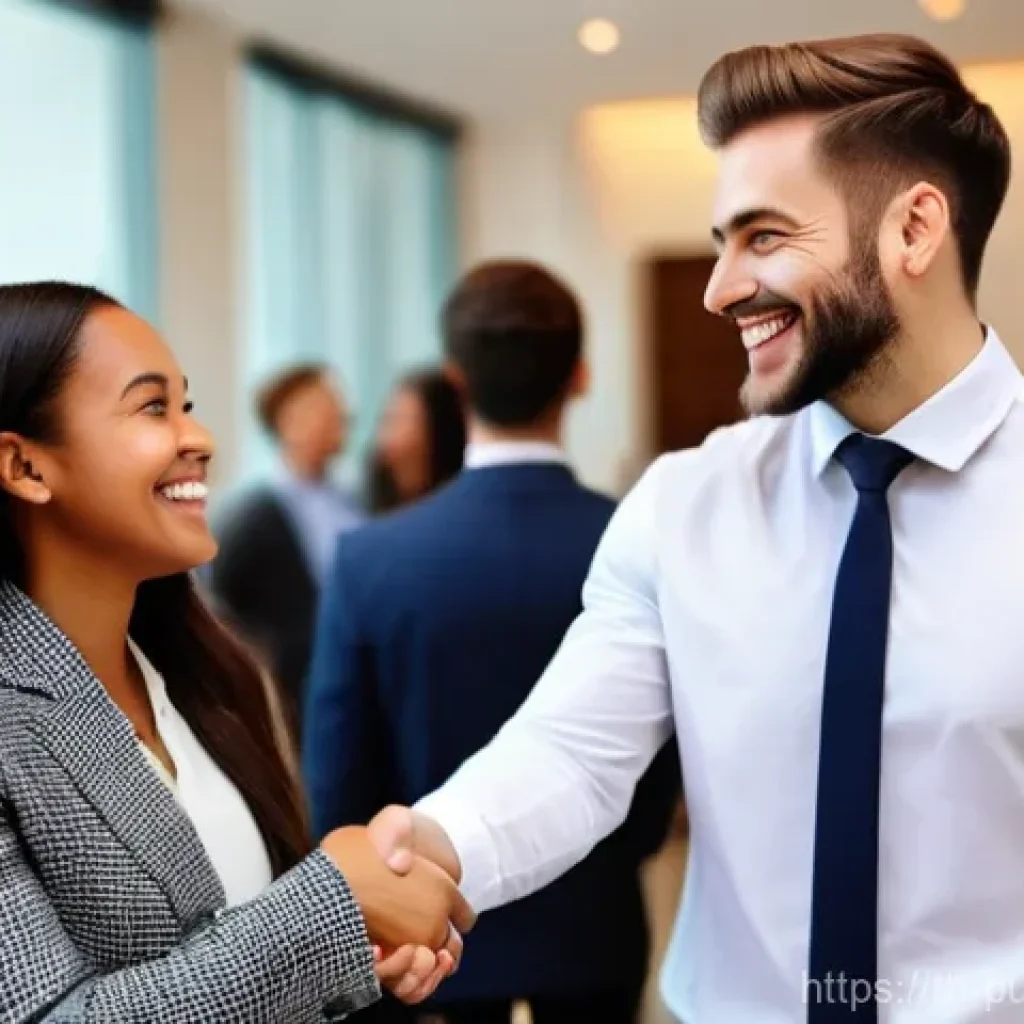 공공관리사 이직 시 활용 가능한 네트워크 - **Professional Networking Event:** A diverse group of young and middle-aged professionals, both male...