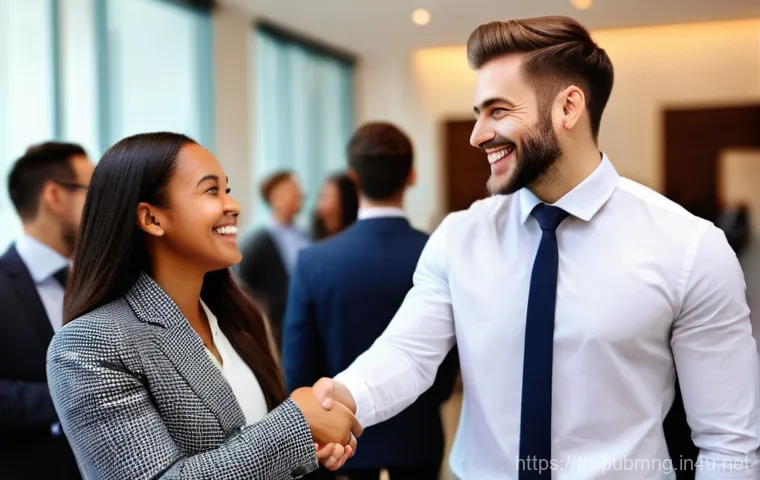 공공관리사 이직 시 활용 가능한 네트워크 - **Professional Networking Event:** A diverse group of young and middle-aged professionals, both male...