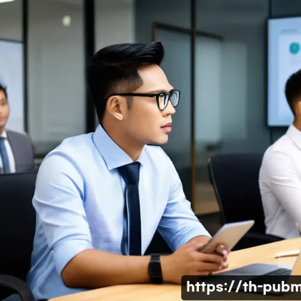 공공관리사 취업 후 첫 달 준비사항 - A professional office scene showing a diverse team of Thai colleagues in a modern meeting room, atte...