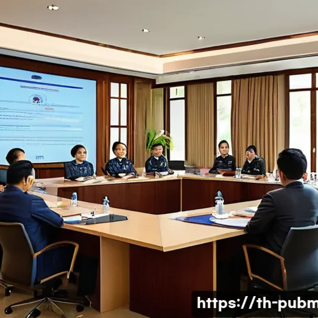 공공관리사 직무에서의 윤리적 문제와 해결 방법 - A modern Thai government office scene illustrating ethical conflict resolution: a diverse group of c...