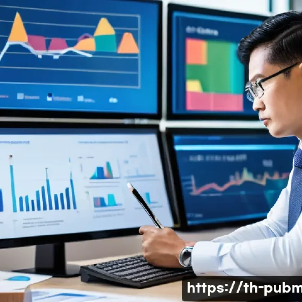 공공관리사로서의 경력 개발 방향 - A professional public sector manager in a modern Thai government office, engaged in strategic planni...