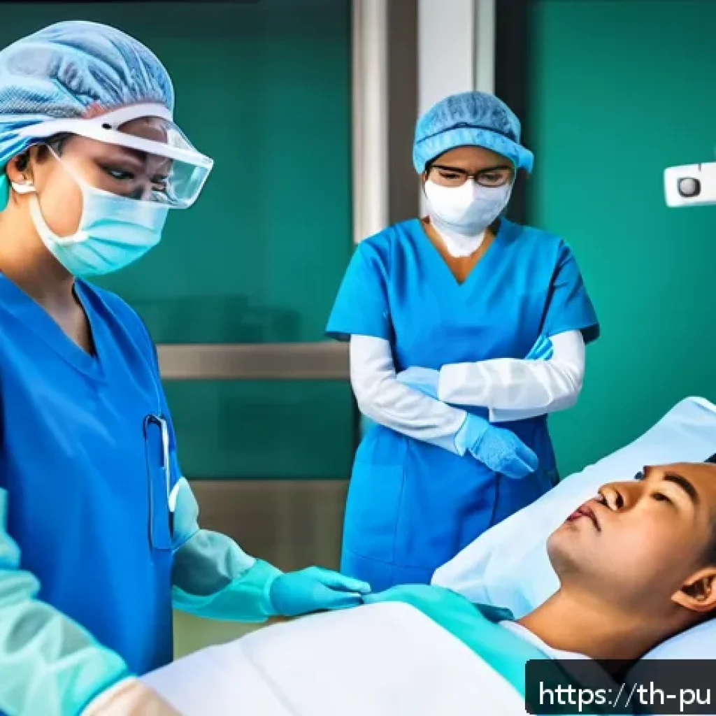 공공관리사 실무 중심의 교육과정 소개 - A detailed scene of a public health emergency simulation training in a modern Thai hospital setting,...