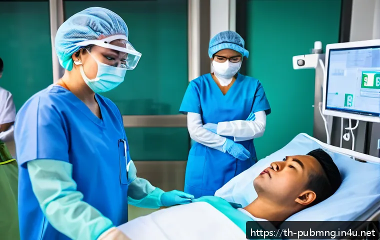 공공관리사 실무 중심의 교육과정 소개 - A detailed scene of a public health emergency simulation training in a modern Thai hospital setting,...