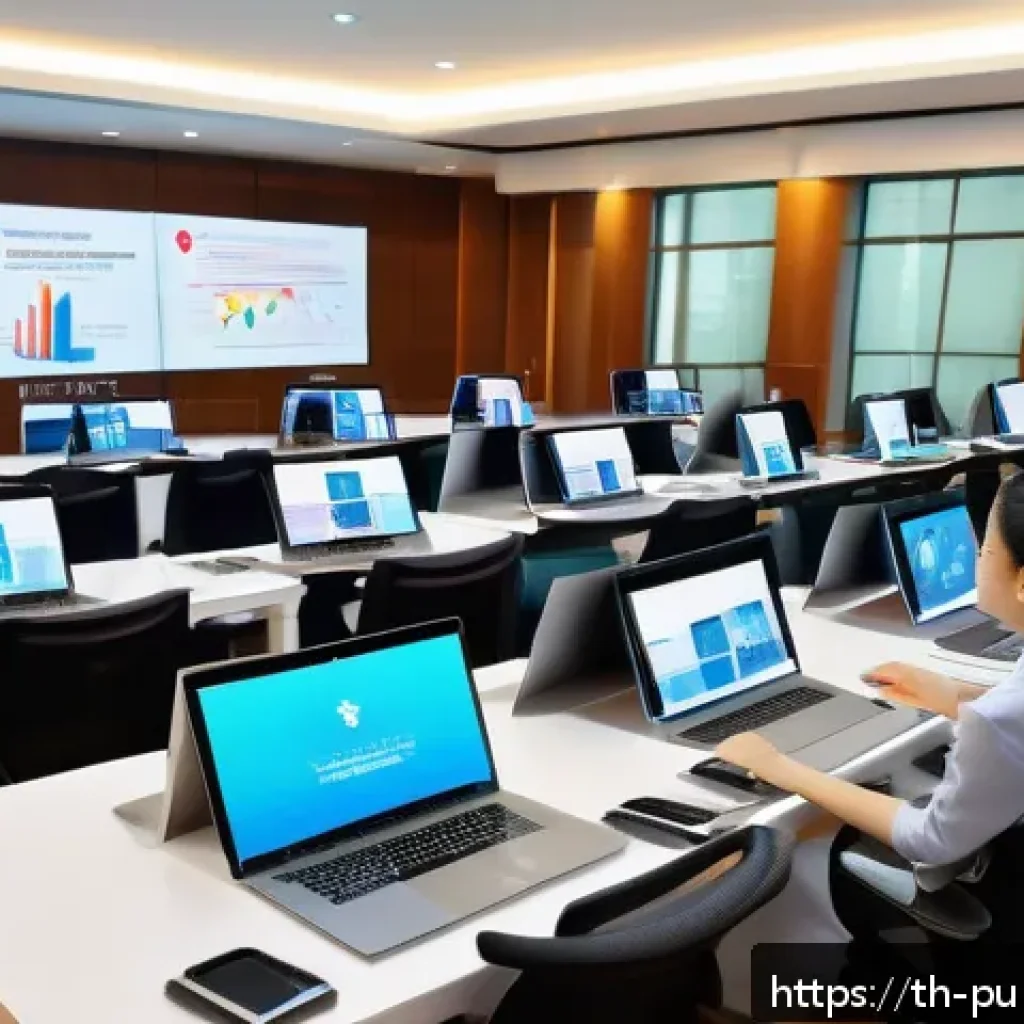 공공관리사 직무에서의 커리어 개발 방향 - A professional Thai government office environment showcasing diverse civil servants actively collabo...