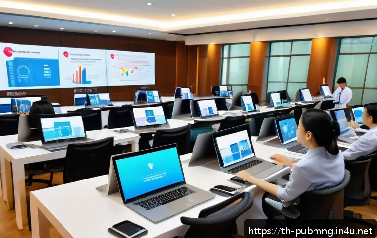공공관리사 직무에서의 커리어 개발 방향 - A professional Thai government office environment showcasing diverse civil servants actively collabo...