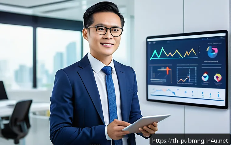공공관리사 자격증의 글로벌 성장 가능성 - A confident Thai digital-era executive in a modern office, wearing smart business attire with subtle...