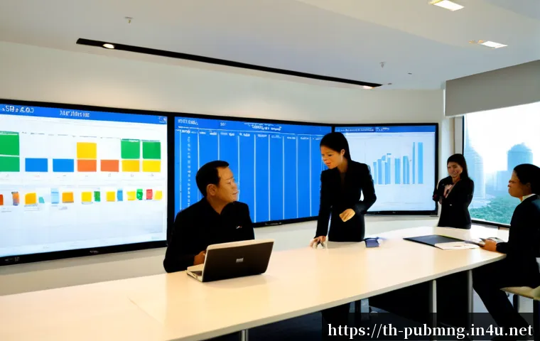공공관리사 실무에서 필요한 프로젝트 관리 기술 - Photorealistic public-sector project manager in a modern Thai municipal office, a diverse team of Th...